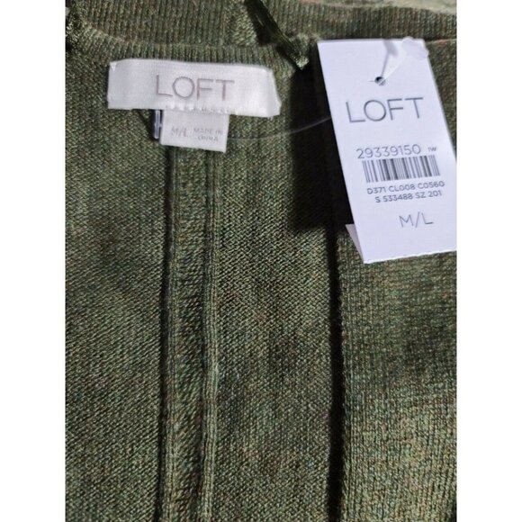 Ann Taylor LOFT Ribbed Striped Wrap Olive Heather Size M/L Dolman Half Sleeve - Picture 2 of 6
